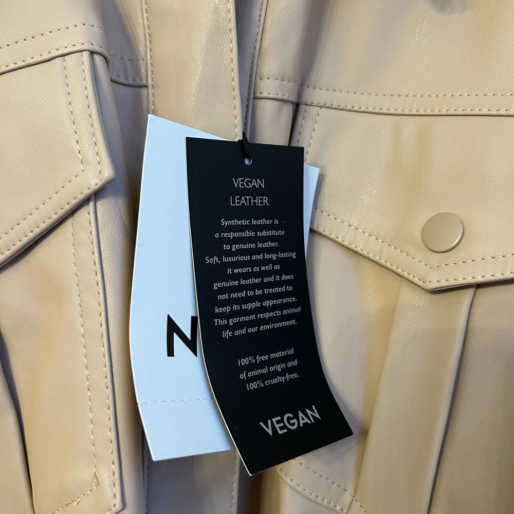 NWT BEAUTIFUL NVLT VEGAN Leather JACKET (latte) - Picture 8 of 9